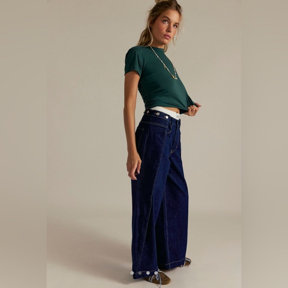 Free People We The Free High Street Trouser Jeans in Boutique Blue - Picture 2 of 5